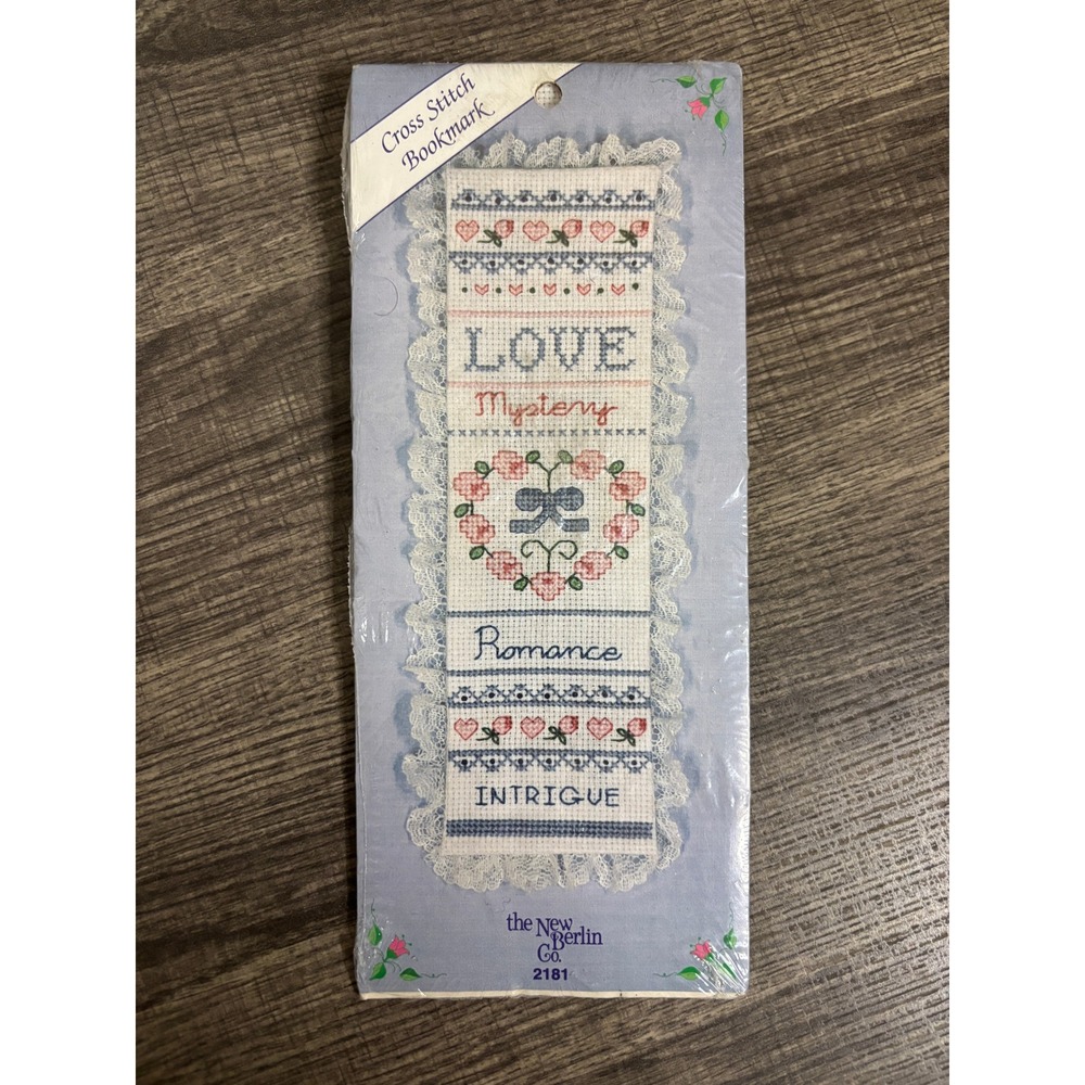 New Berlin Co Cross Stitch Bookmark Kit 2181‎ Love Romance Intrigue Hearts Lace